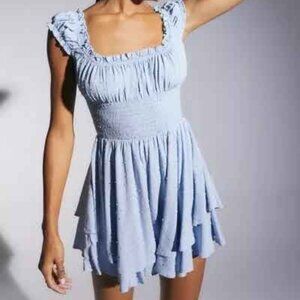 URBAN OUTFITTERS Rosie Smocked Tiered Ruffle Romper SIZE XS